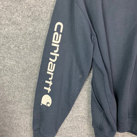 Carhartt Hoodie Mens Large Blue Original‎ Fit Fleece Sweatshirt Work Wear - Picture 7 of 14